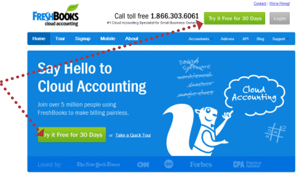 Diagram - FreshBooks Call to Action